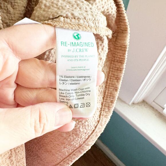 J. Crew Tan Waist Corduroy Dress Size 2 Zip Front Cinched NEW Texture Utility - Picture 11 of 16